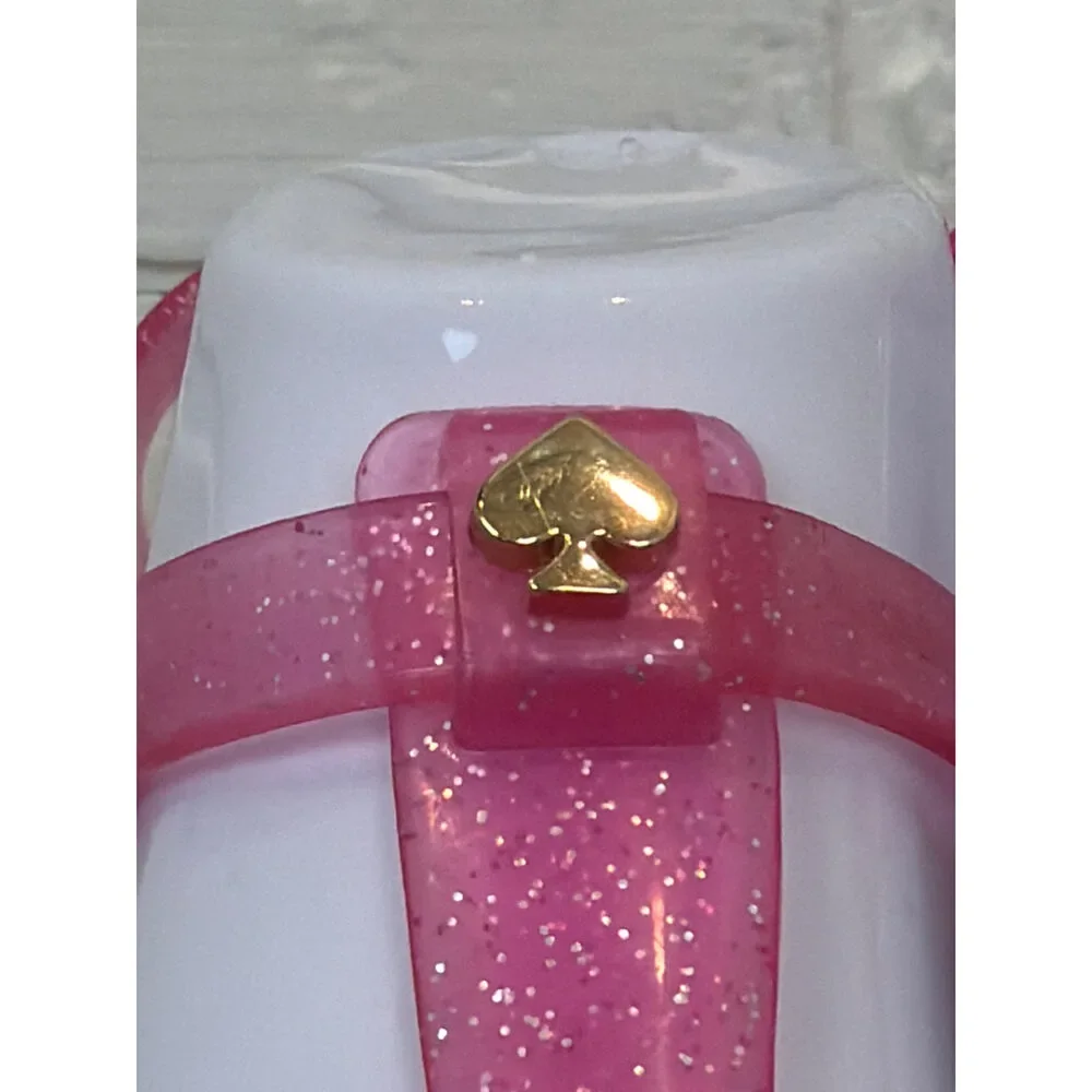 Kate Spade Pink Glitter Jelly T-Strap Thong Sandals Size 9